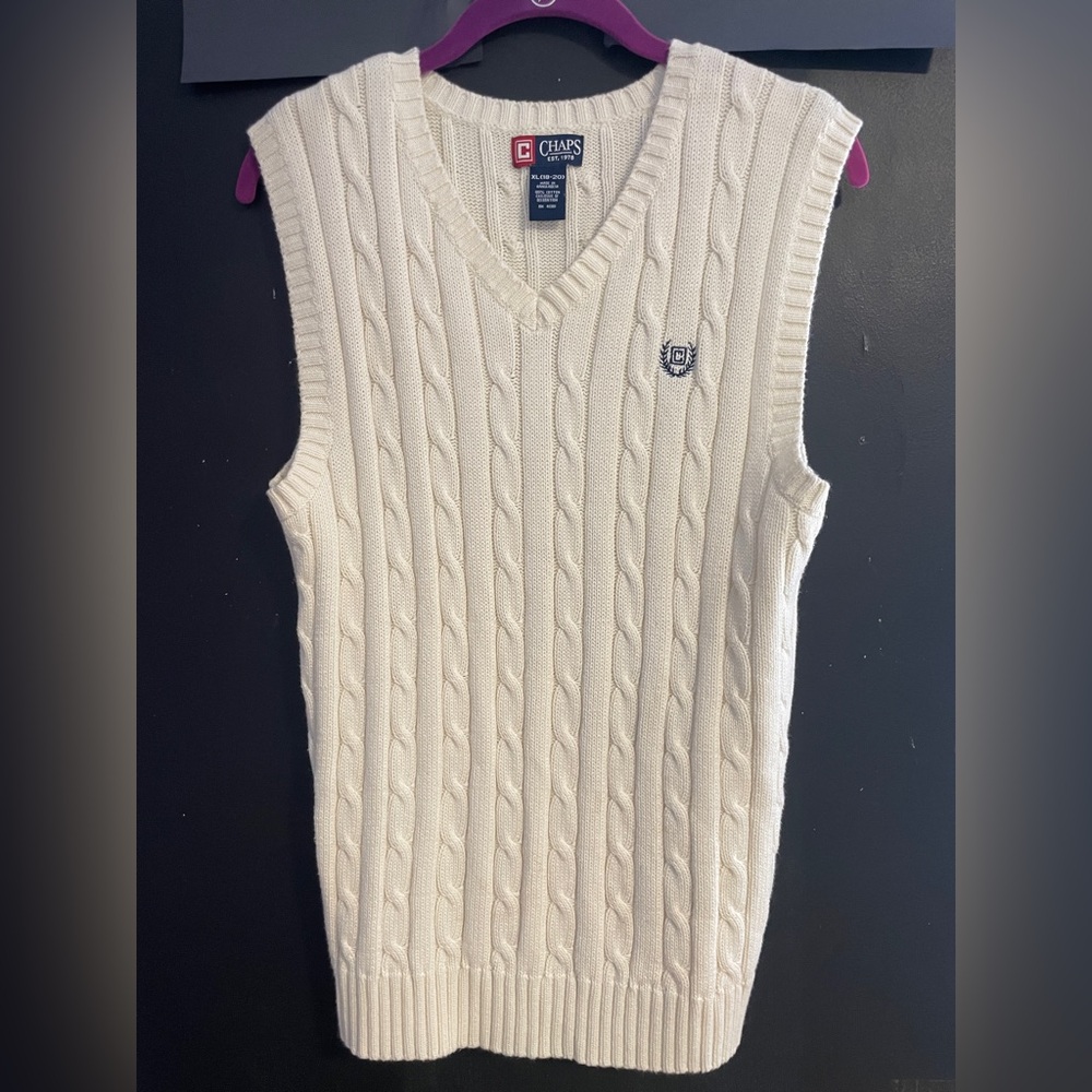 Chaps Kids Ivory Cable Knit Sweater Vest